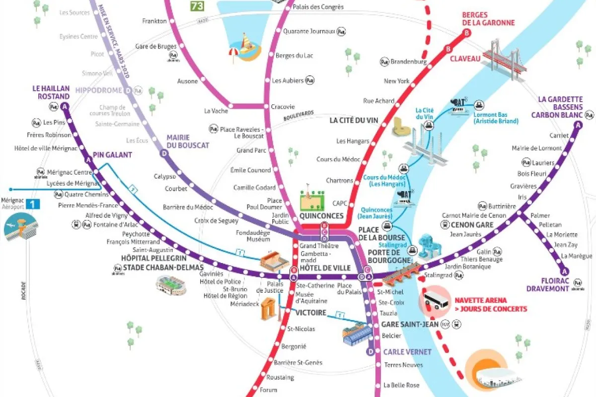 Carte tramway Bordeaux